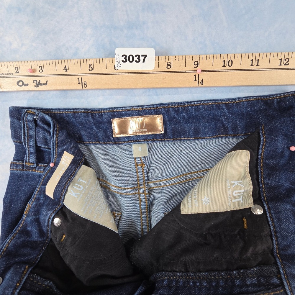 KUT from the Kloth Meg Fab Ab Wide Leg Jeans Blue Raw Hem Indigo Size 0‎ - Picture 2 of 8